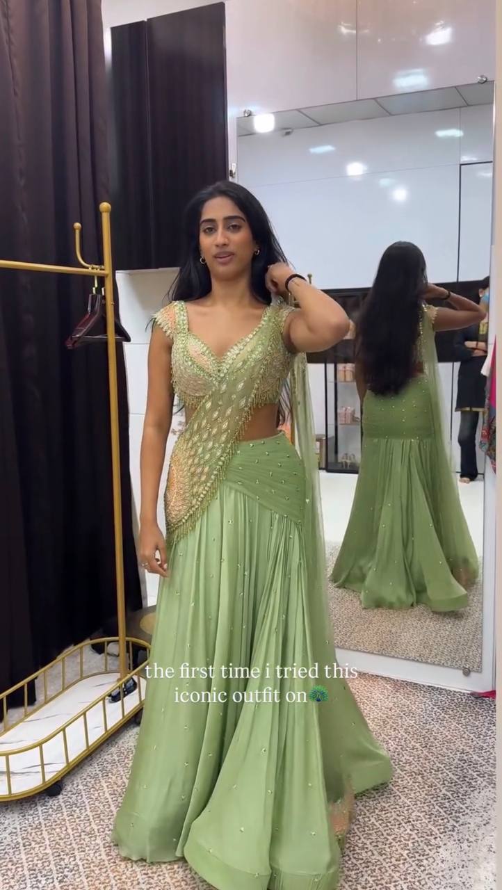 Heavy Chinon Silk Ready-to-Wear Saree