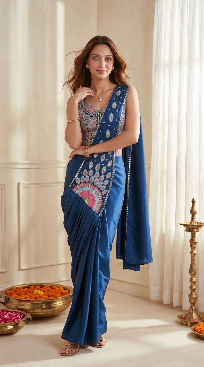 Premium Crepe Silk Ready-to-Wear Saree