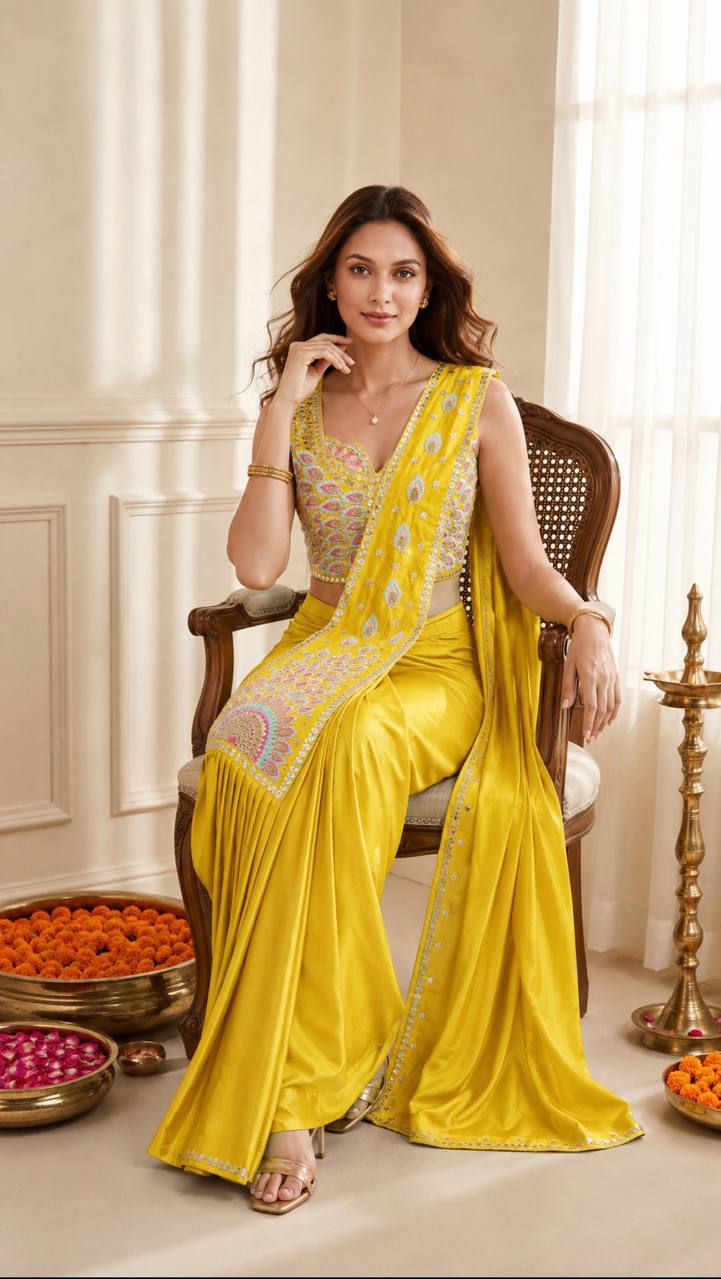 Premium Crepe Silk Ready-to-Wear Saree