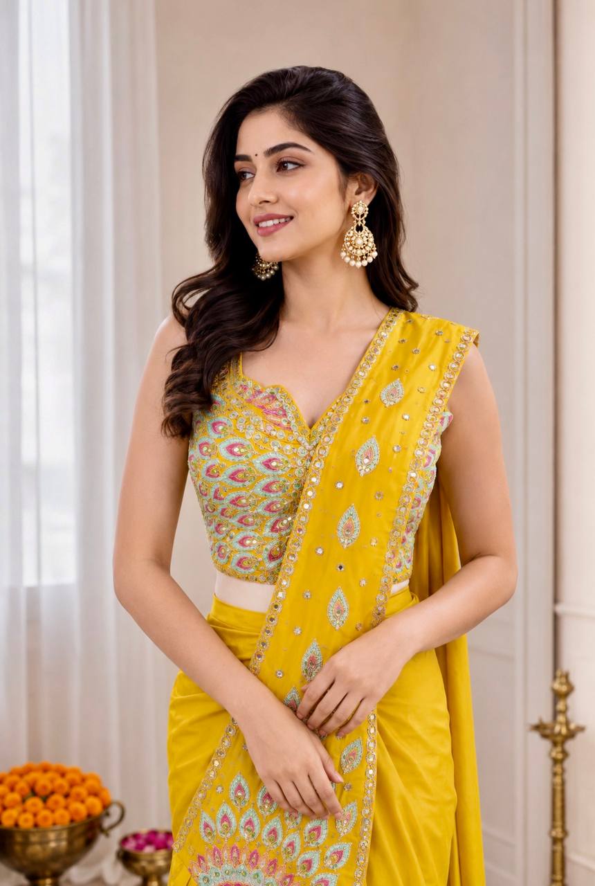Premium Crepe Silk Ready-to-Wear Saree