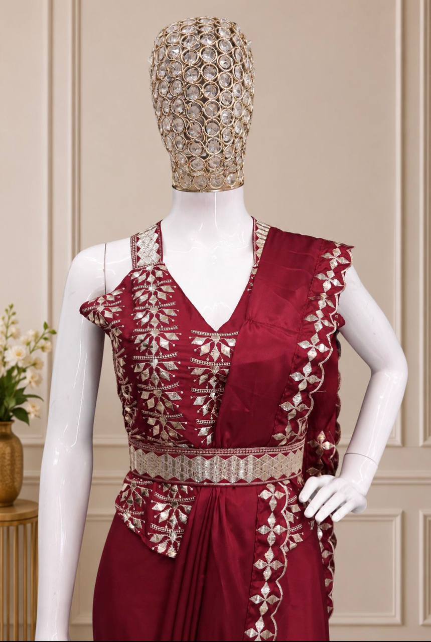 Heavy Crepe Silk Saree with Golden Foil Work