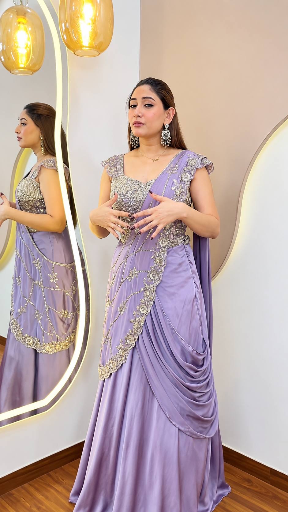 Premium Sequins Lehenga Saree