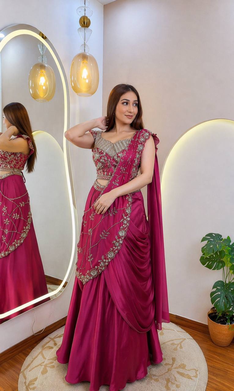 Premium Sequins Lehenga Saree