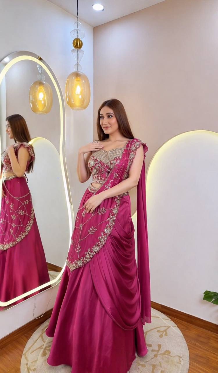 Premium Sequins Lehenga Saree