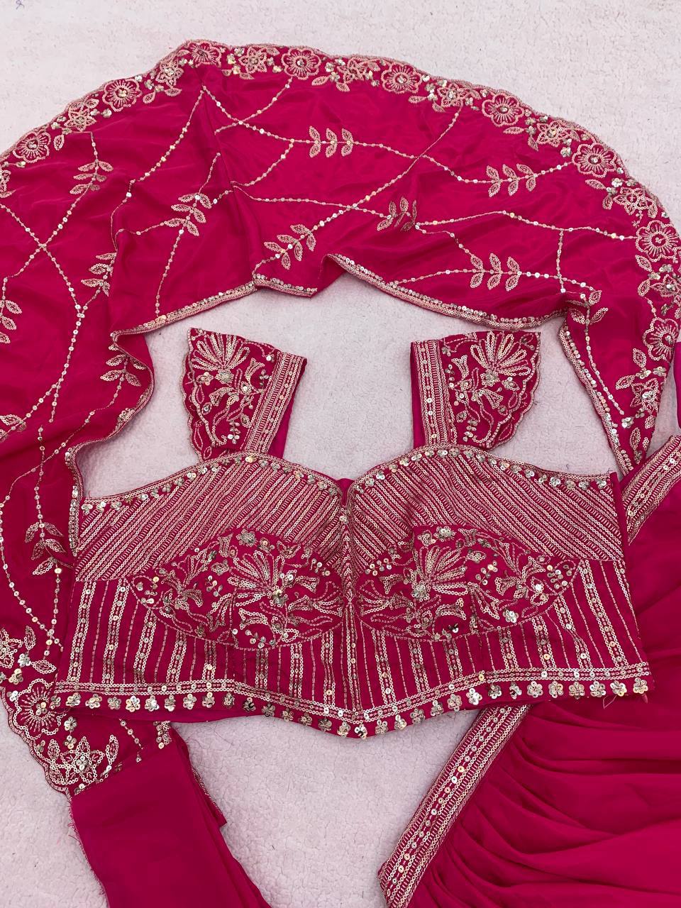 Premium Sequins Lehenga Saree