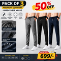 ✨HOT SELL 50% Off TODAY✨LIMITED OFFER🔥| Pack of 3 Offer 😍 Premium Lycra Men's Track Pants | Black, Blue & Grey