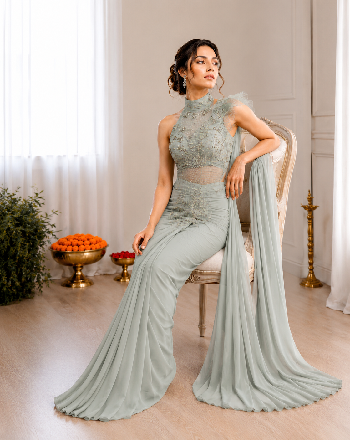 🌺Ready to wear Saree with attached Pallu🌺