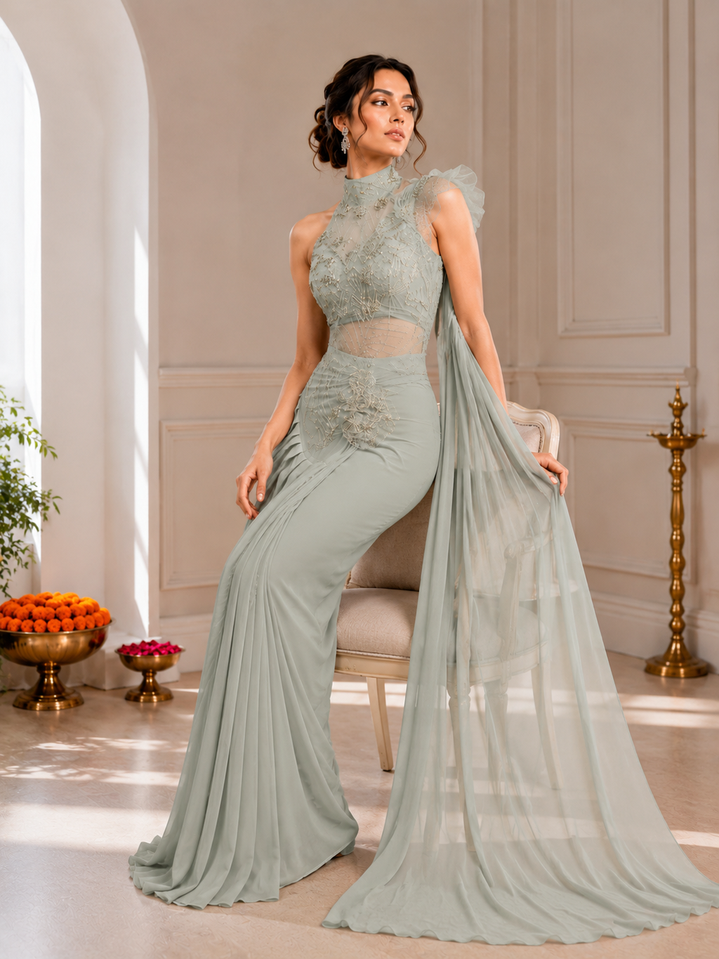 🌺Ready to wear Saree with attached Pallu🌺