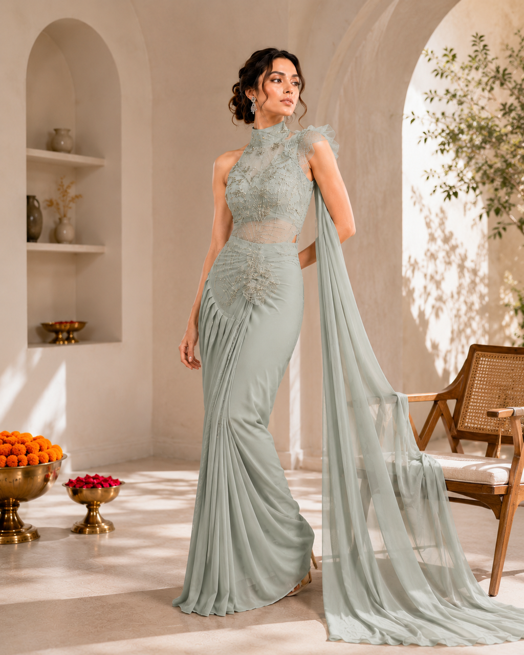 🌺Ready to wear Saree with attached Pallu🌺