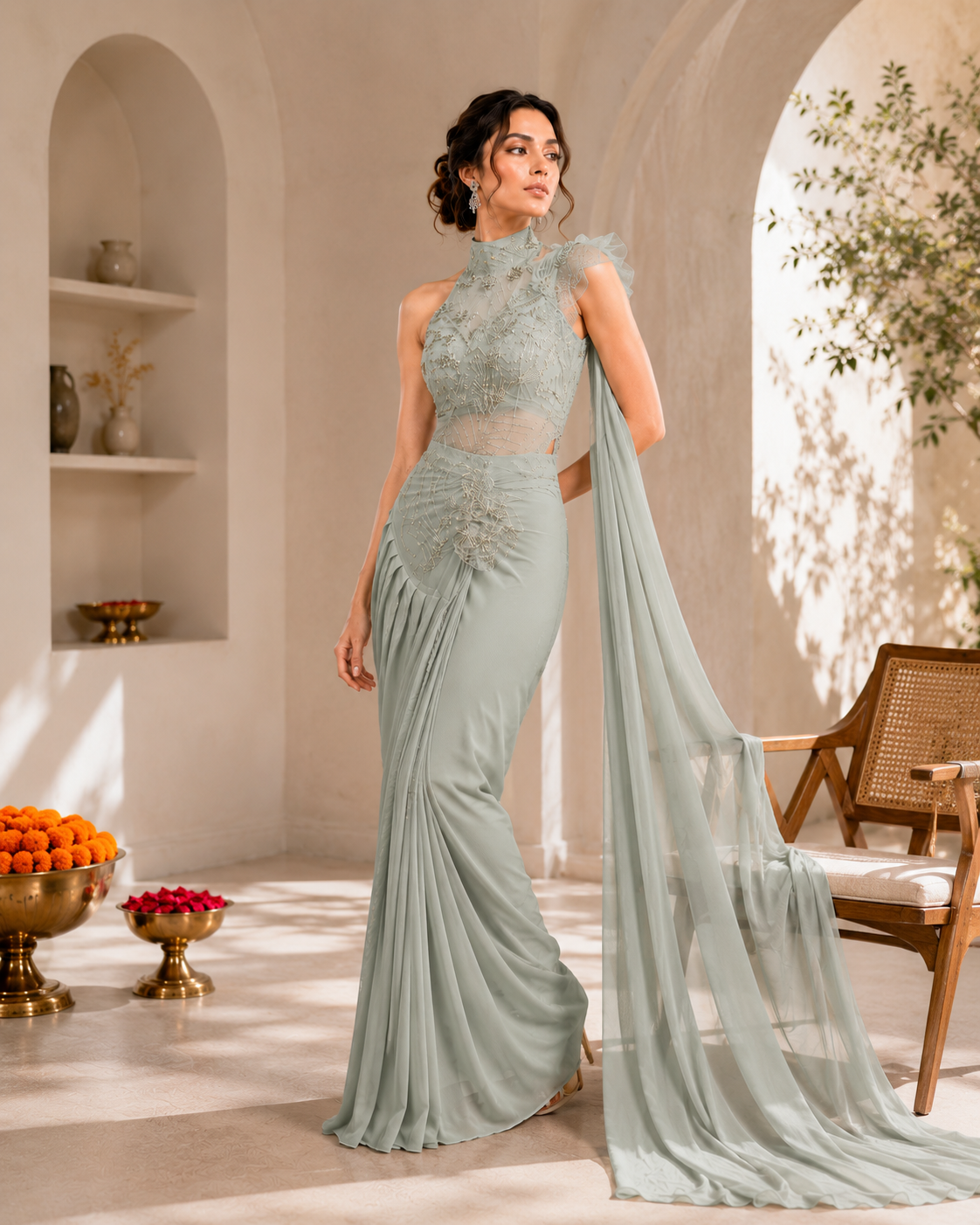 🌺Ready to wear Saree with attached Pallu🌺