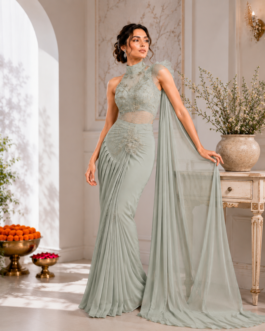 🌺Ready to wear Saree with attached Pallu🌺