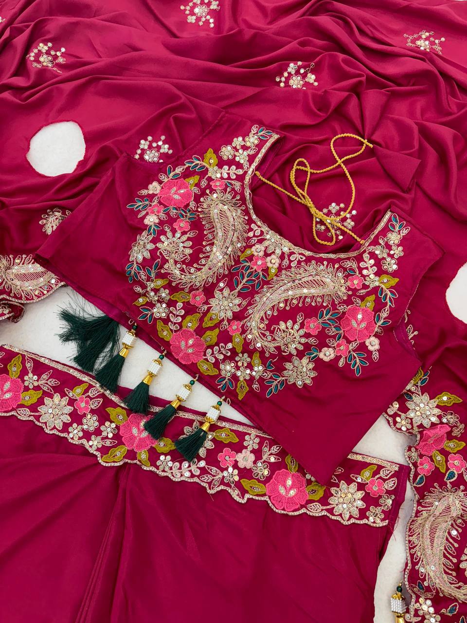 Crepe Silk Sharara Set with Embroidered Shrug