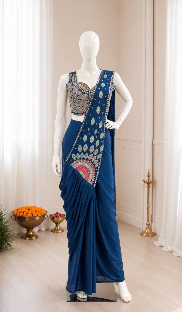 Premium Crepe Silk Ready-to-Wear Saree