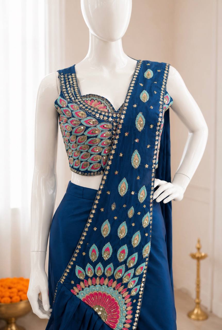 Premium Crepe Silk Ready-to-Wear Saree