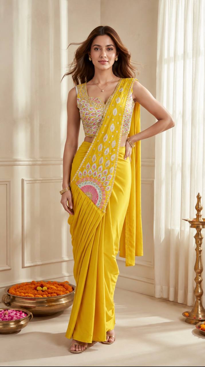 Premium Crepe Silk Ready-to-Wear Saree