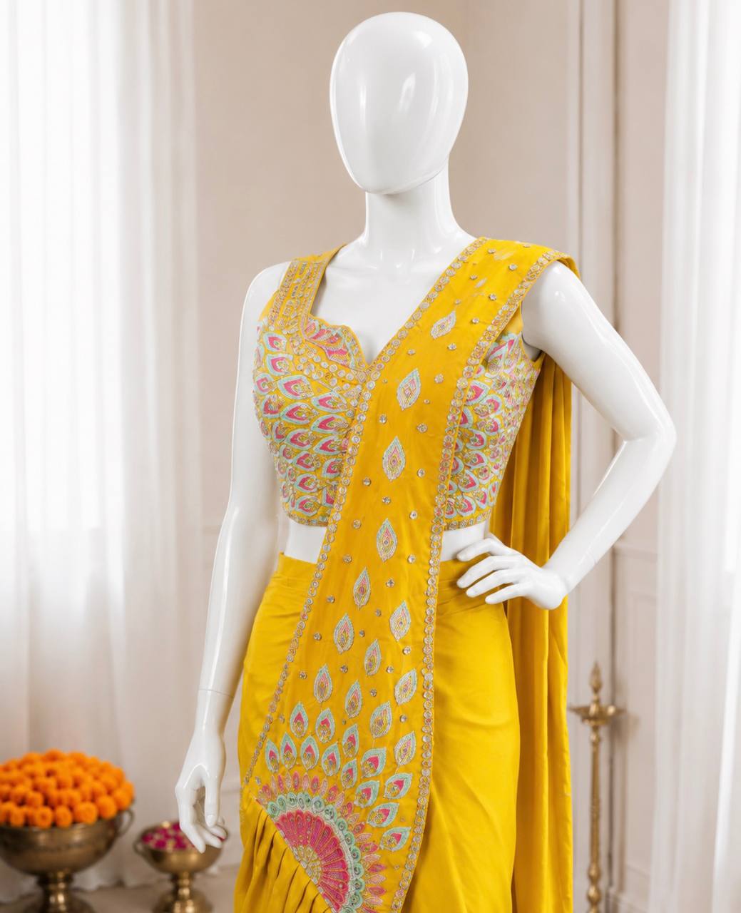 Premium Crepe Silk Ready-to-Wear Saree