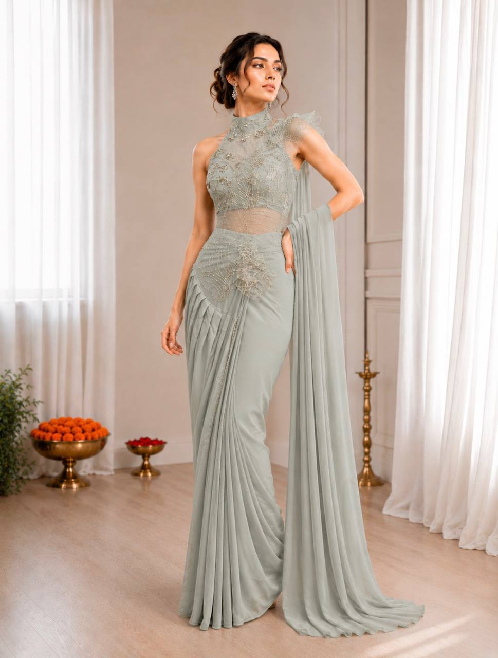 Ready-to-Wear Sequins Saree