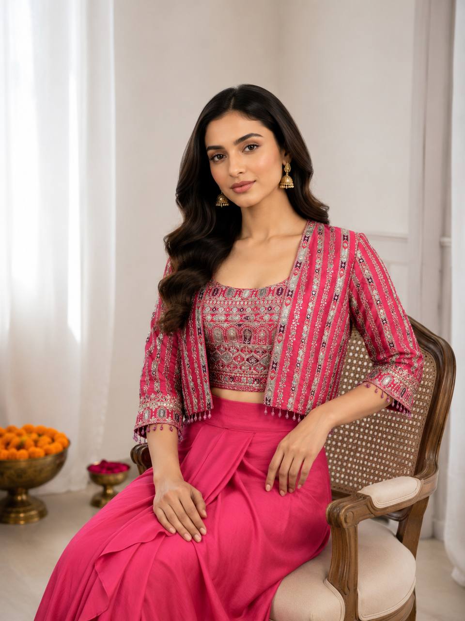 Heavy Chinon Silk Koti Set Saree