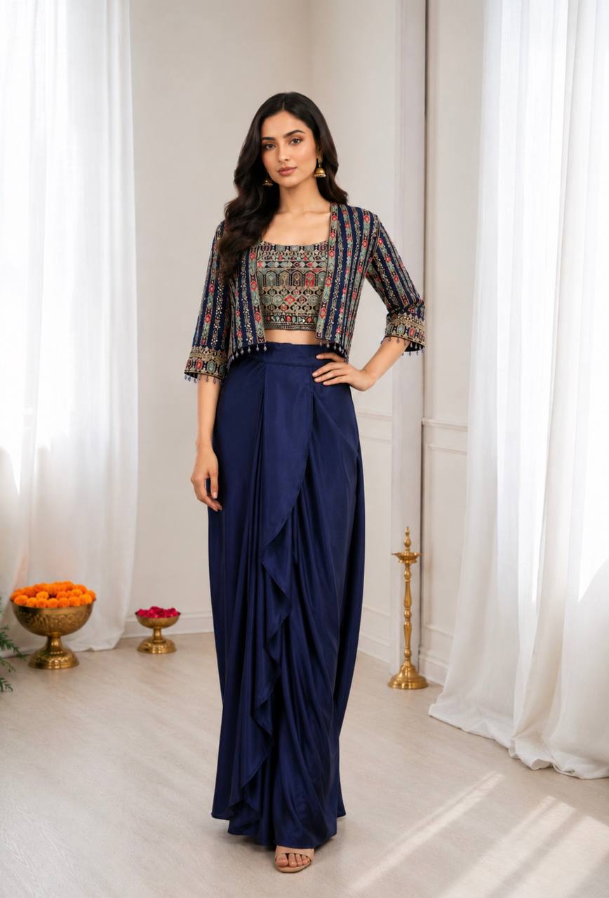Heavy Chinon Silk Koti Set Saree