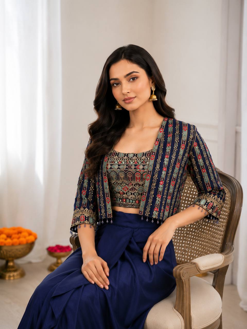 Heavy Chinon Silk Koti Set Saree