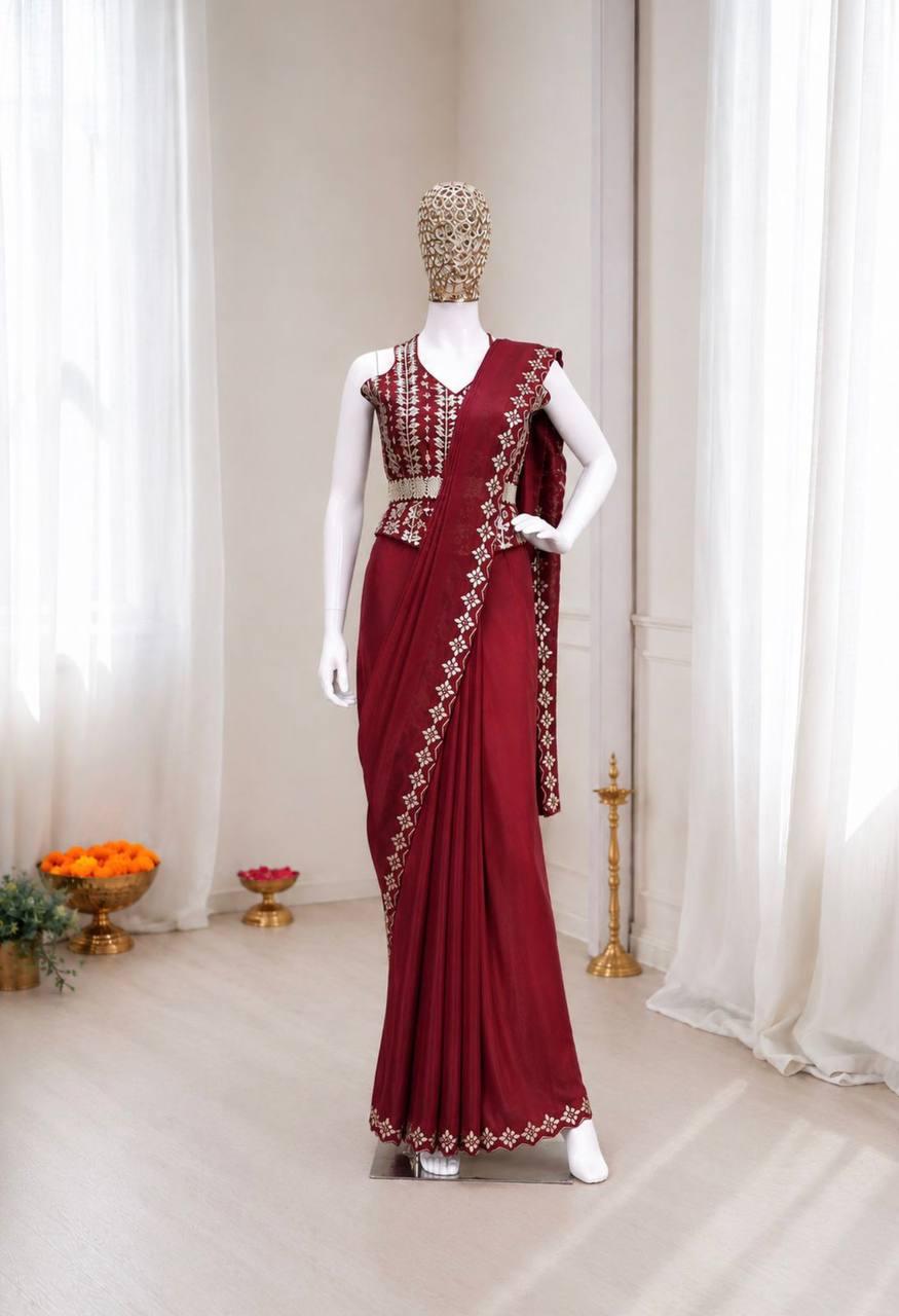 Heavy Crepe Silk Saree with Golden Foil Work