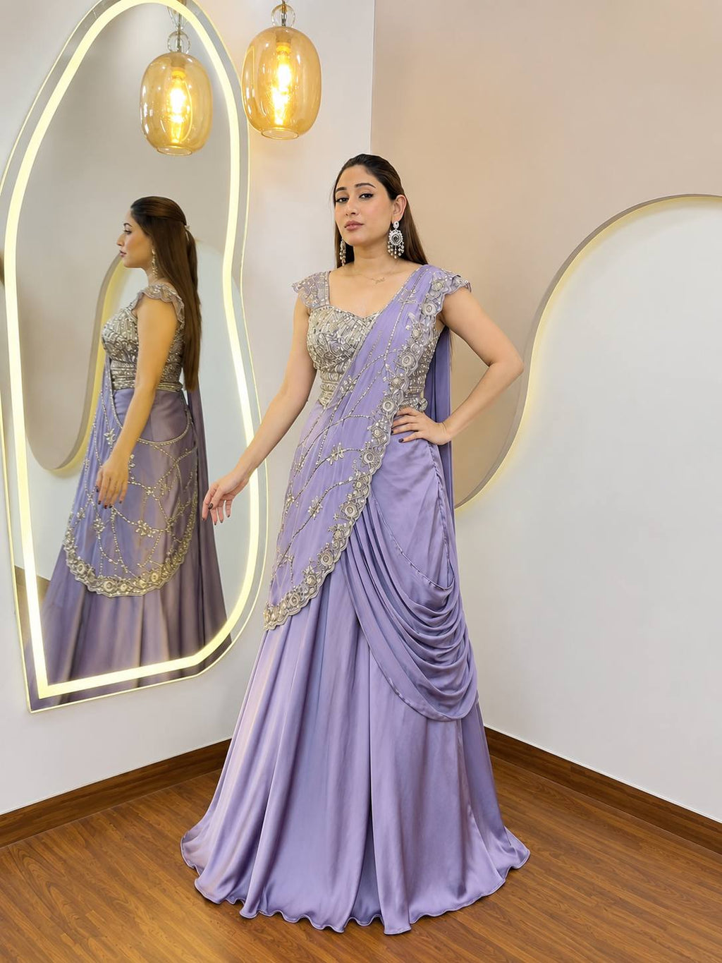 Premium Sequins Lehenga Saree