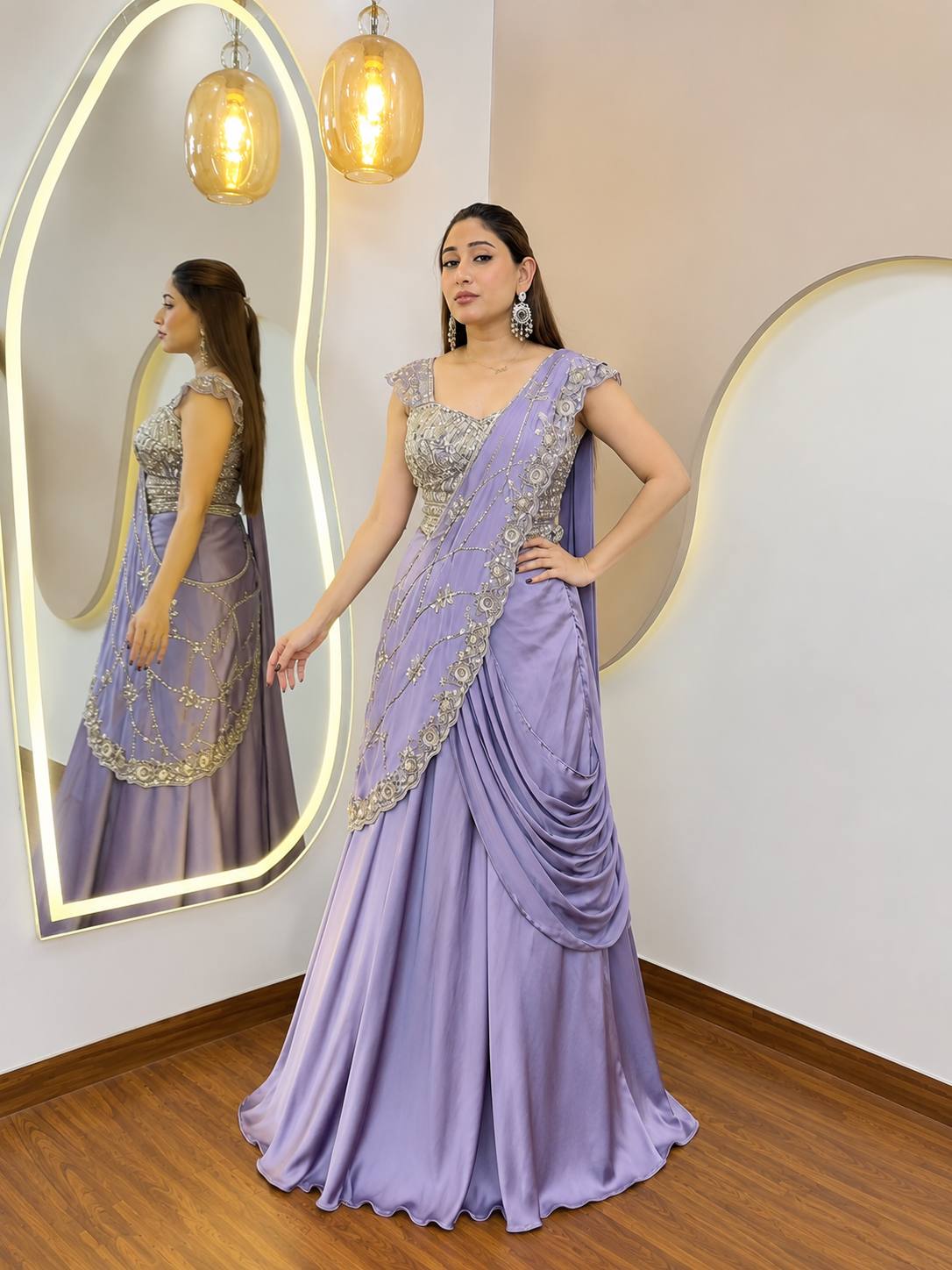 Premium Sequins Lehenga Saree