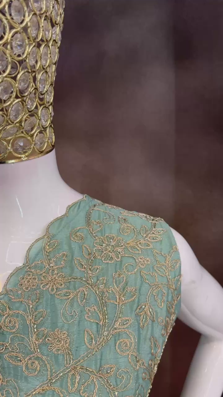 Luxury Chinon Silk Embroidered Lehenga